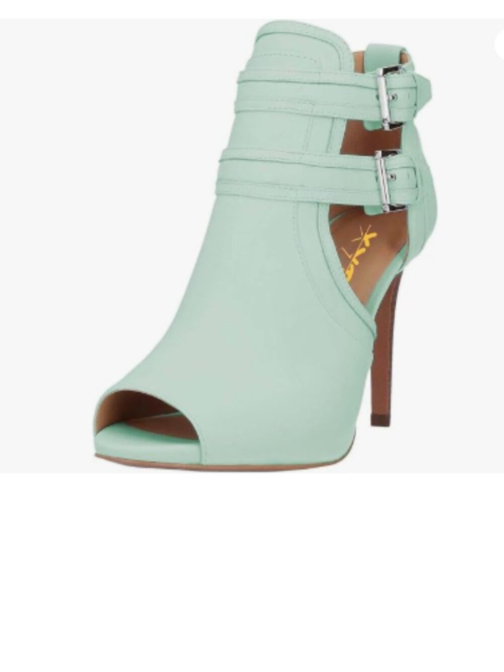 XYD Aquamarine Peep Toe Ankle Booties Dual Buckled Straps Stiletto Heels Sandal